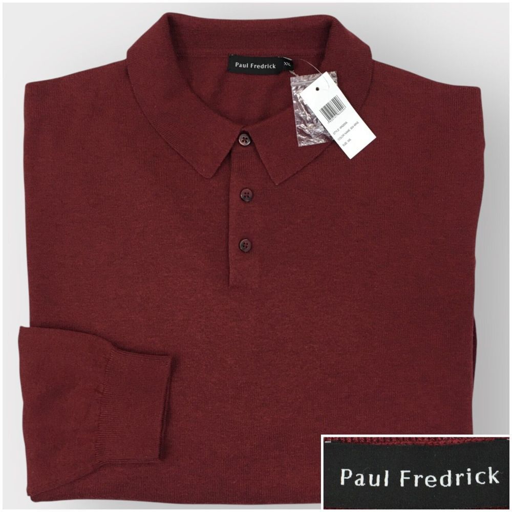 NEW! PAUL FREDRICK Mens Pullover Sweater Size 2XL Silk‎ Cotton Cashmere